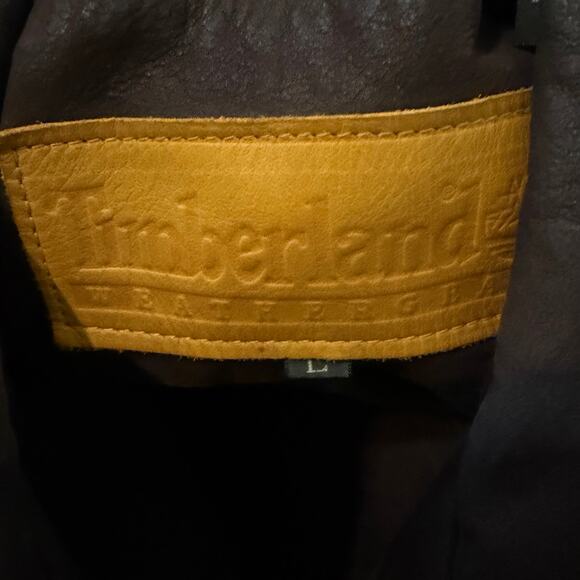 Vintage Timberland Weathergear Cowhide Leather Bomber Jacket Size Large - Brown - Picture 5 of 6